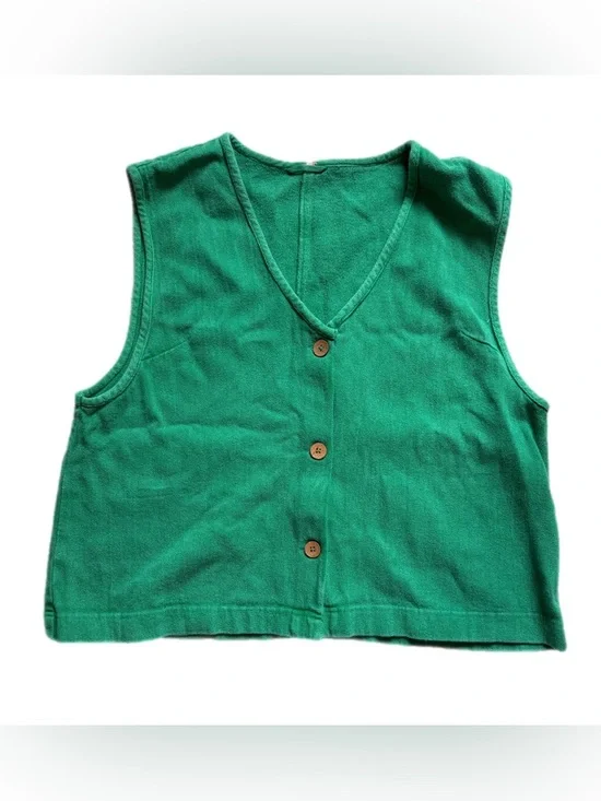 Free People So Fresh Vest Only 
Size Large Boho Boxy Green - Picture 7 of 14